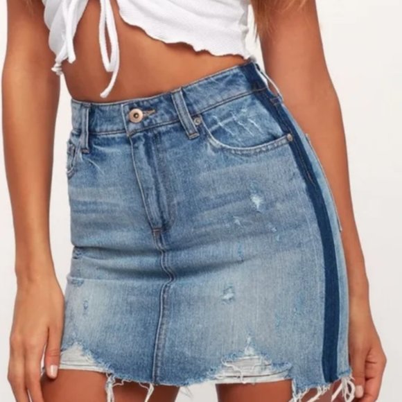 pistola Dresses & Skirts - Pistola Sierra Side Stripe Distressed Denim
